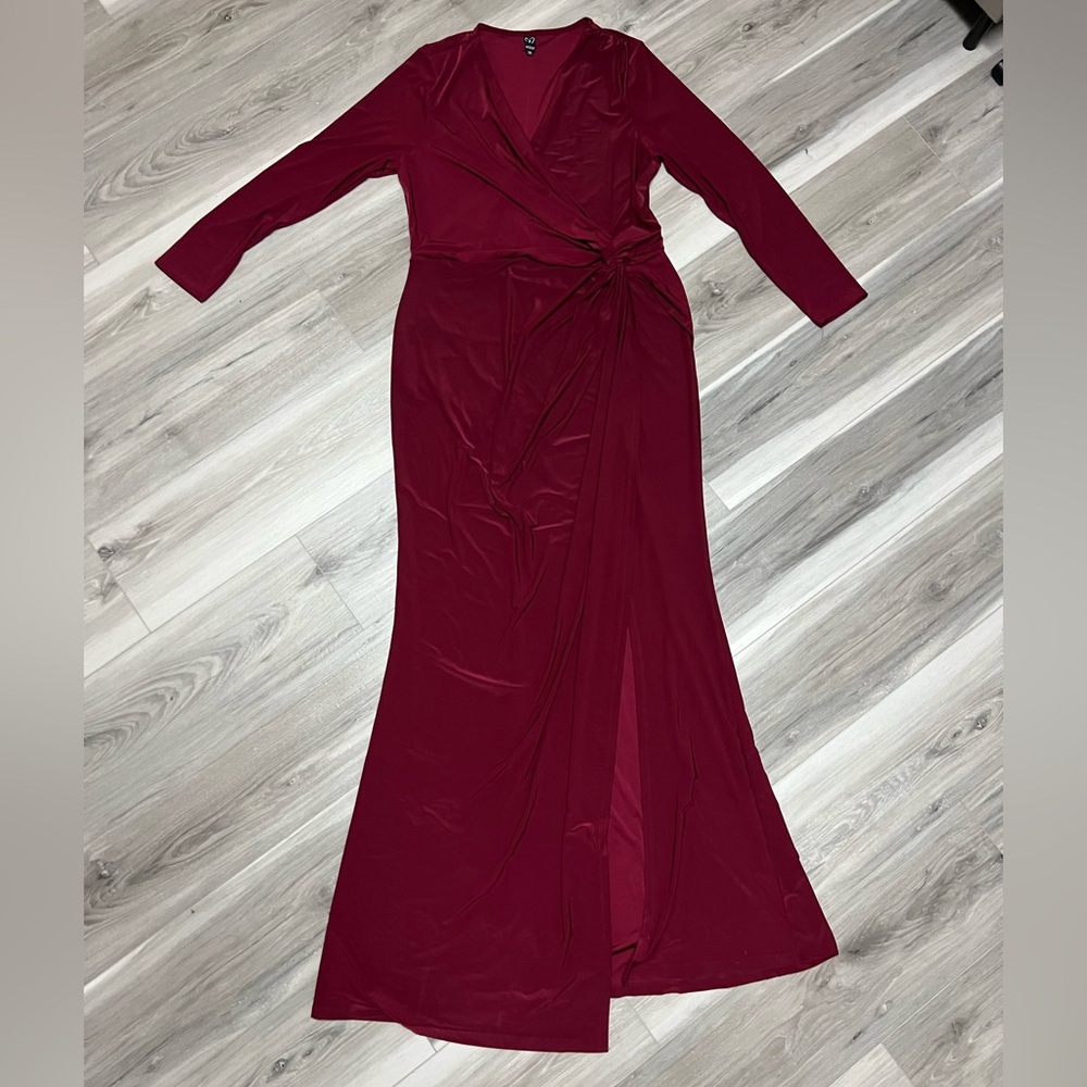 Elegant Burgundy Wrap Dress